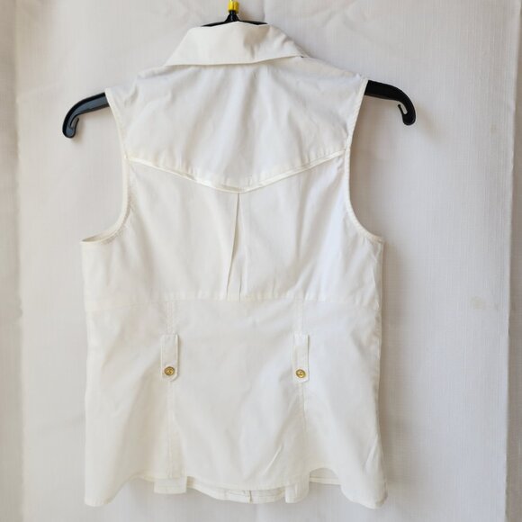 XOXO Y2K White Satin Trim Vintage Style Sleeveless Button Top Women's Size M - Picture 2 of 16